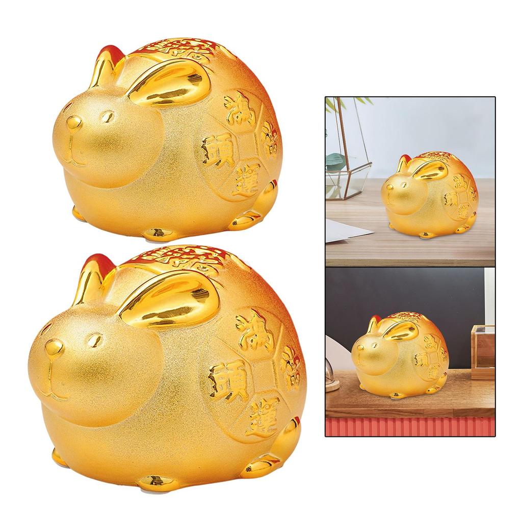 Porzellan Glückshase Spardose Häschen Figur Geldspardose Tischplatte Kleingeldbehälter für Geschenke Büro Zuhause Kunstdeko
