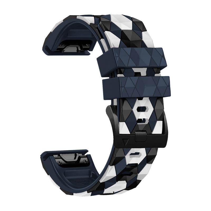 

For Garmin Fenix 7X/Fenix 3/Fenix 3 HR Silicone Watch Strap Football Pattern 26mm TPE Watch Band Midnight Blue
