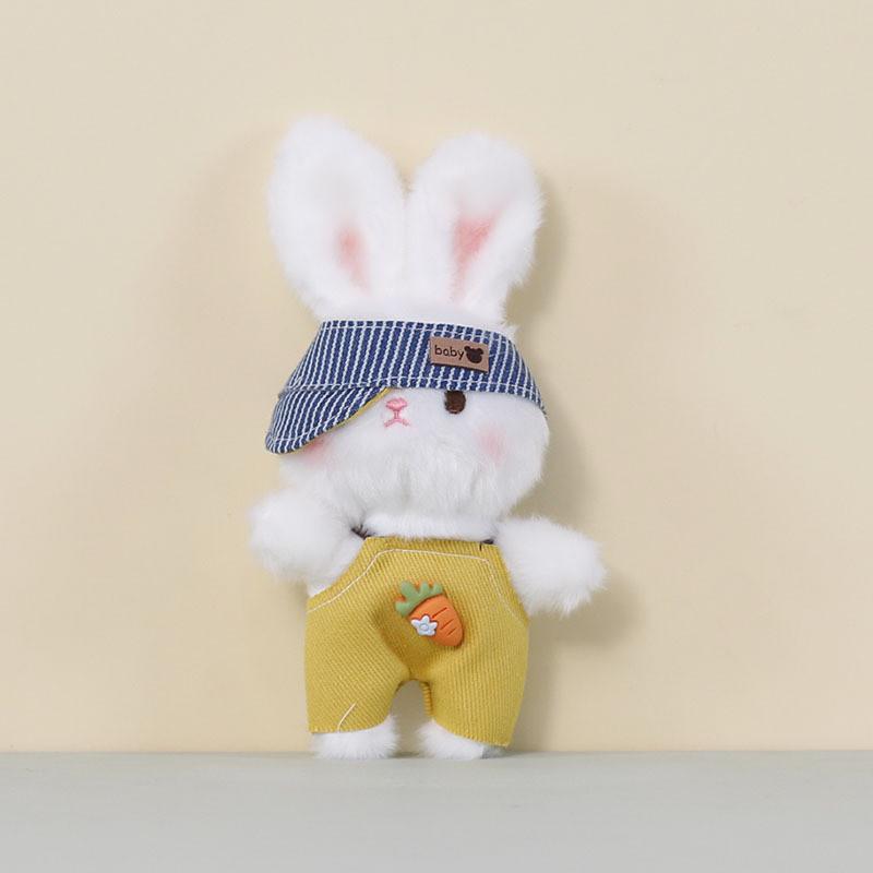 Cute Bunny Plush Toy With Overalls For Car Rearview Mirror Decor