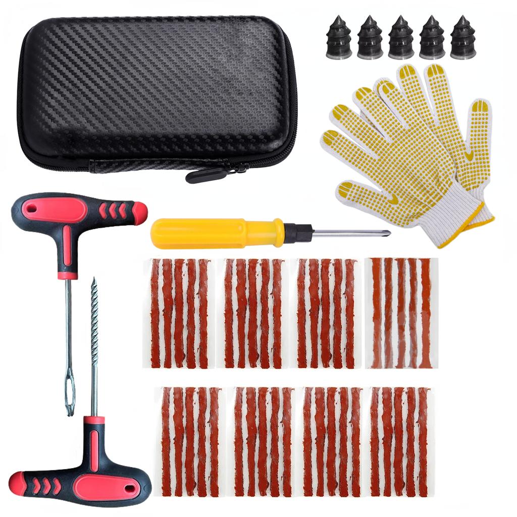 Kit de Reparación de Neumáticos de Coche Nuevo Herramientas de Tapón de Pinchazo Tiras de Neumático de Emergencia para Neumático Universal Kit de Herramientas de Reparación con Pegamento