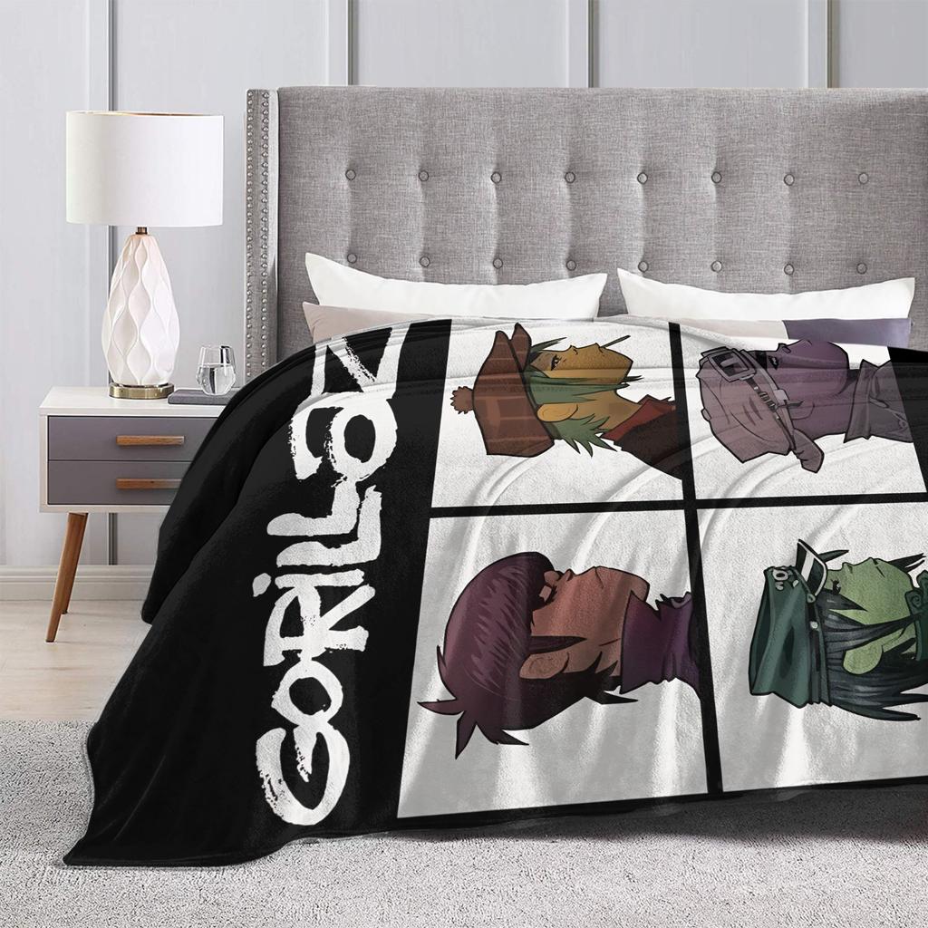Gorillazs Rock Music Knitted Blanket Flannel Lightweight Throw Blanket for Outdoor Travel Bedroom Quilt
