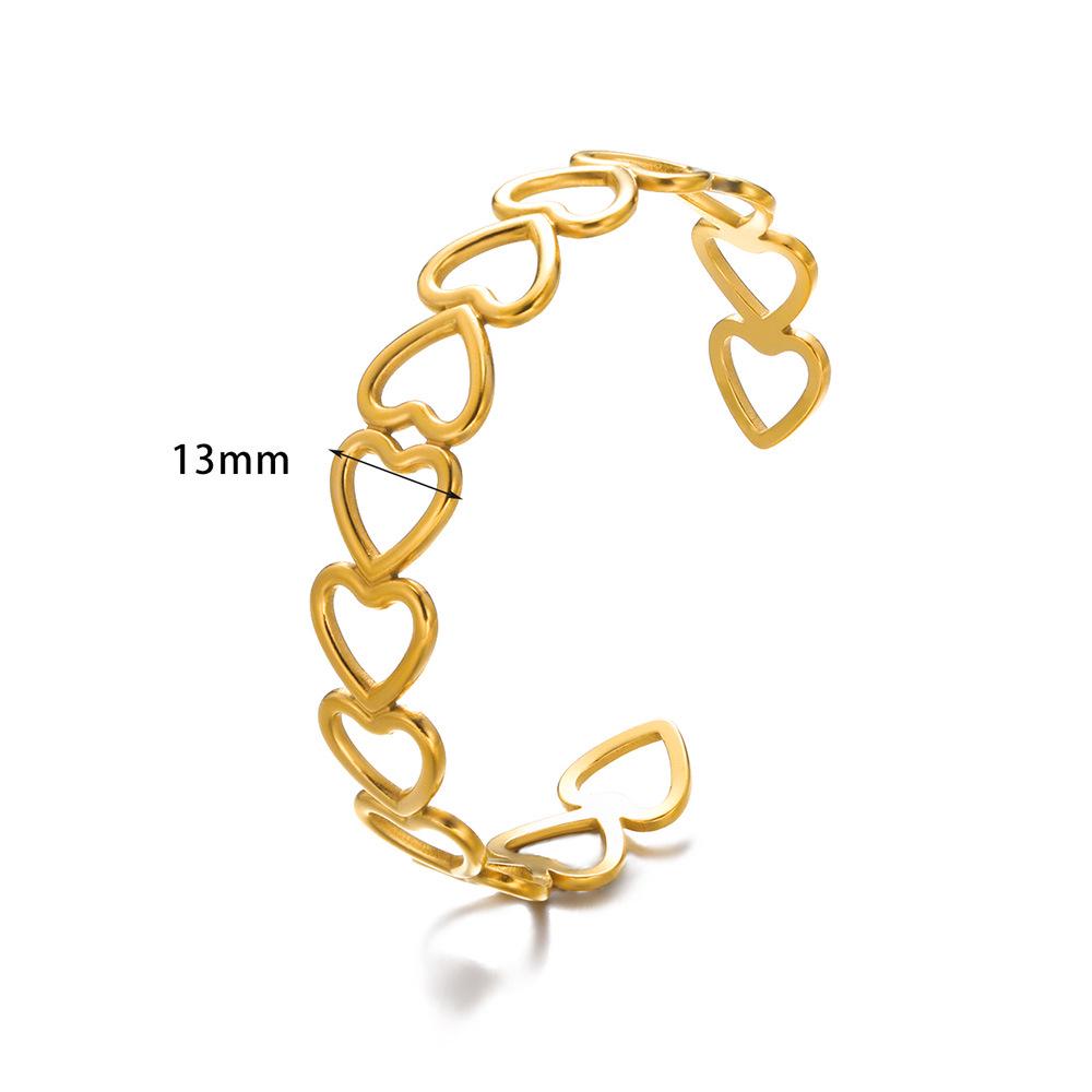 European & American Stainless Steel Heart-Shaped Hollow Geometric Bracelet