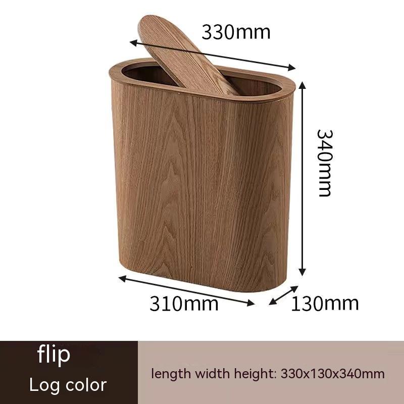Nordic Stitched Wooden Trash Can Household Living Room Bedroom Kitchen Toilet Gap Super Narrow Creative Paper Basket Walnut Wood