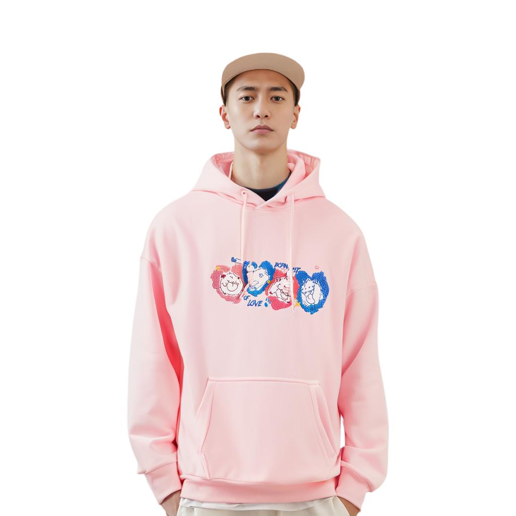 Li Ning X League Of Legends Poro Collaboration Hooded Loose Fleece Long Sleeve Sweatshirt Unisex Sweatshirt Light-Pink AWDTE93-3
