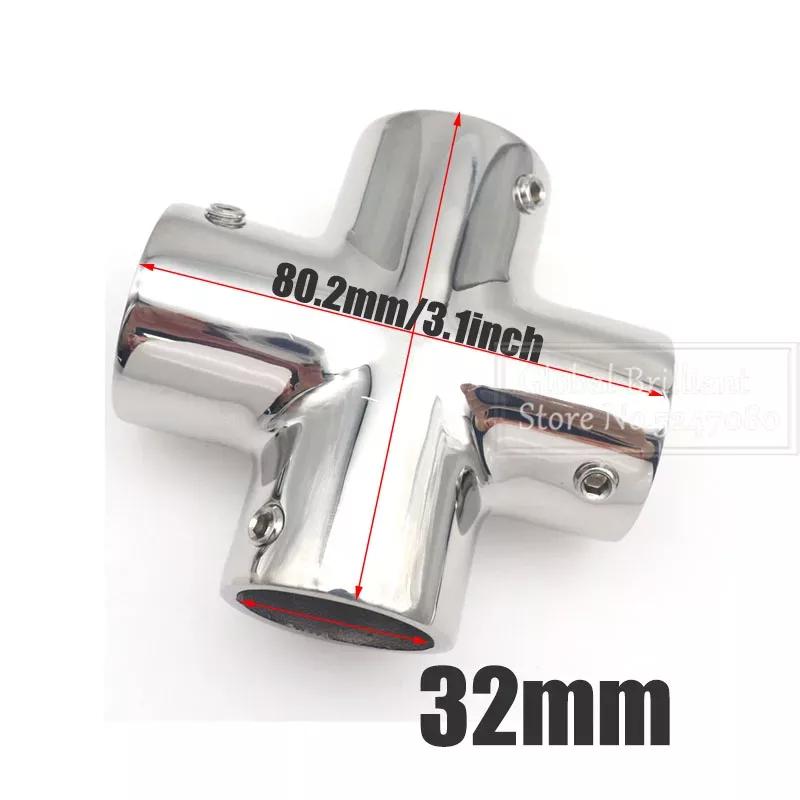 

Нержавіюча сталь 22/25/32 мм Поручні для човнів Фітинги 4-сторонні з’єднувальні труби поперечної труби Трійник для труб важкого морського класу