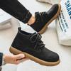 Herren Retro Kurze Stiefeletten Schuhe Mode Lässige Fahrschuhe Schwarz Braun Weite Kopfschuhe Übergröße