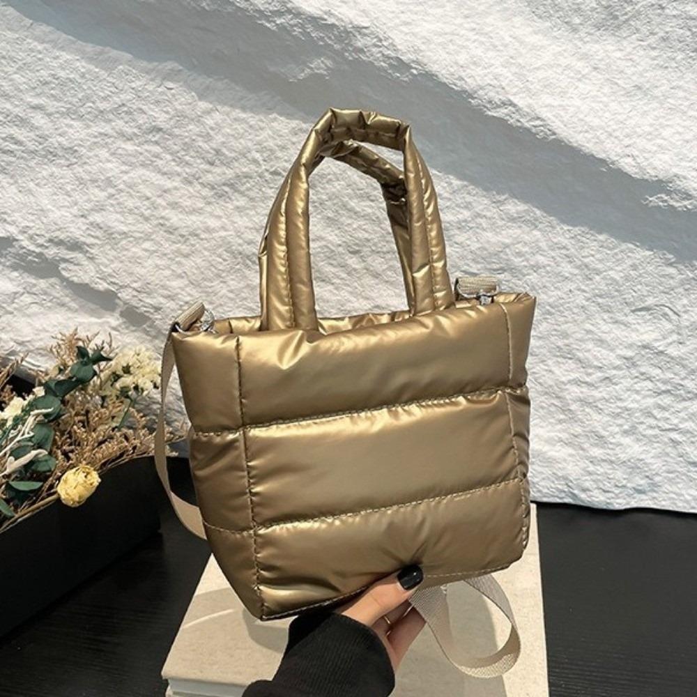 Adjustable Strap Puffy Handbag Large Capacity Puffer Crossbody Bag Quilted Shoulder Bag  Casual