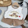 Korean Style Baby Vest & Shorts Set - Summer 2026 New Arrival, Super Cute Cartoon Design for Boys & Girls