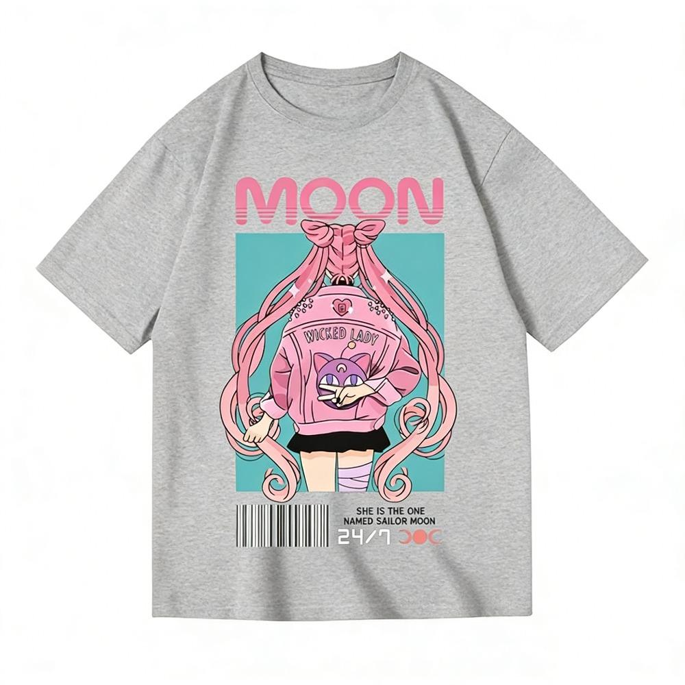Sailor Moon Usagi Tsukino Unisex Reines Baumwoll-T-Shirt 2026 Sommer Neu Anime-Print Locker Freizeit Eltern-Kind Kurzarm-Oberteil