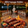Stainless Steel BBQ Sausage Holder Novelty Party Camping Gifts Funny Sausage Roaster Reusable Hot Dog Grill for Outdoor Camping