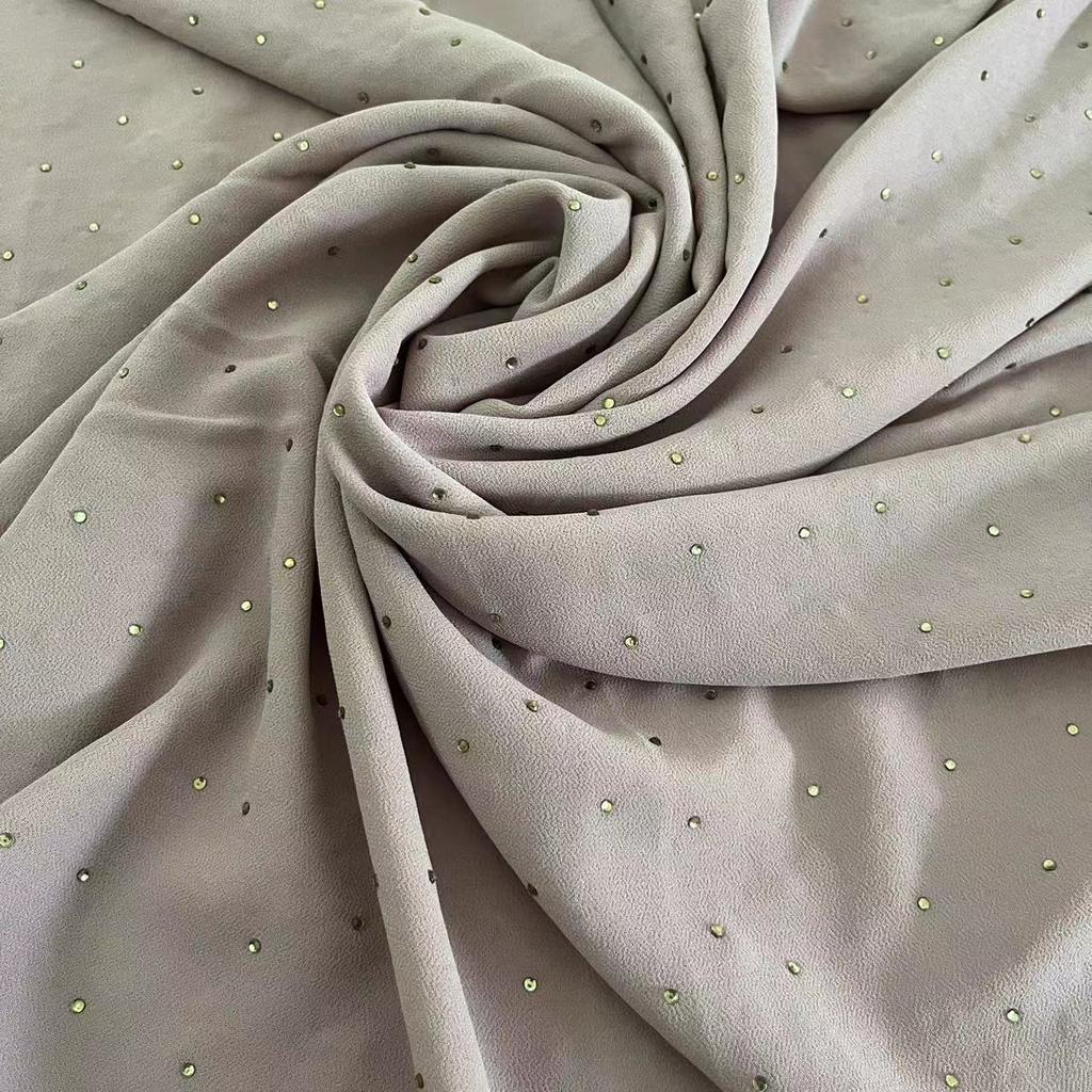 Fashion Hot Sale High-Quality Pearl Chiffon Rhinestone Chain Scarf Shawl Muslim Women Hijab Ethnic Headscarf