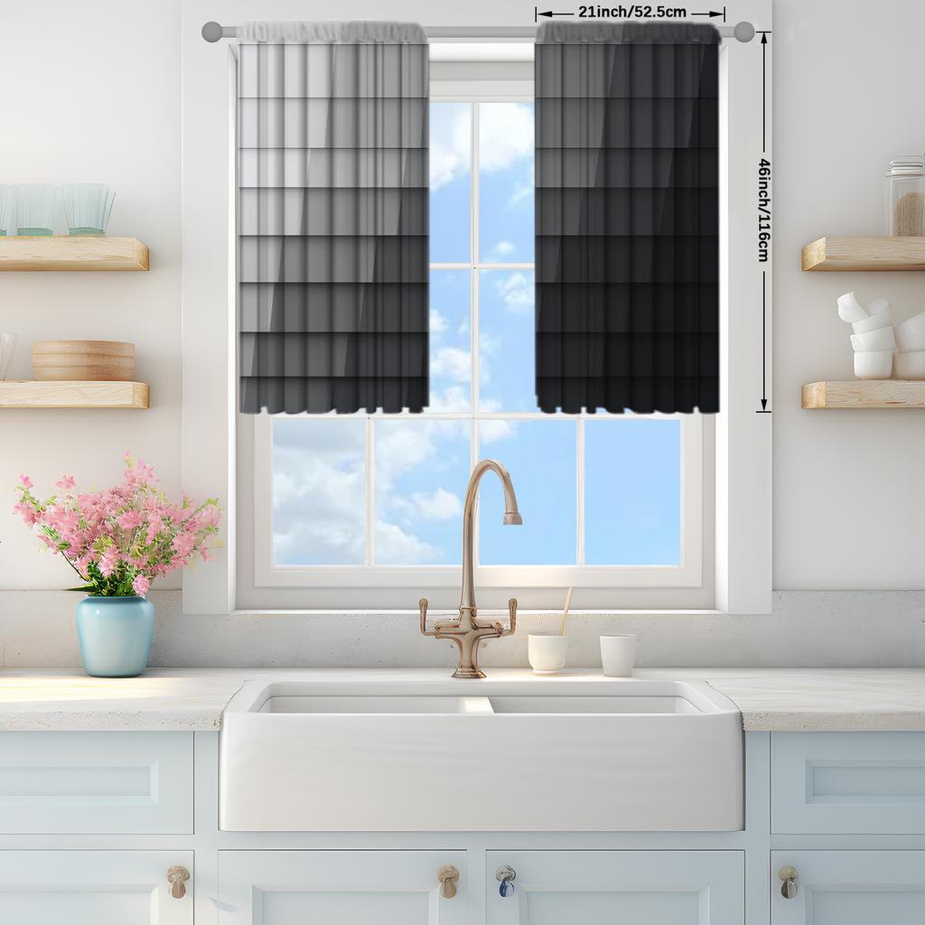 2 ks Závěs s šedou stupnicí pro domácí dekoraci - Okenní dekorace s tunýlkem na tyč pro ložnici, kancelář, kuchyň