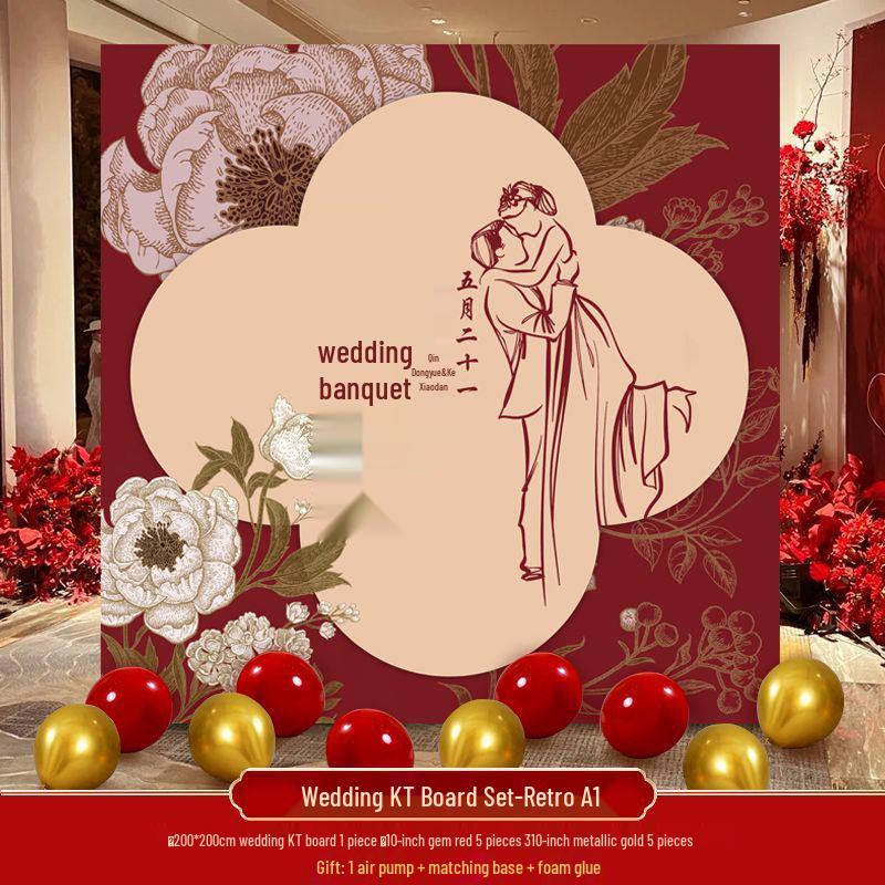 Wedding Engagement Photo Area Decoration Set: Balloon Kit & Welcome Board for Background Wall