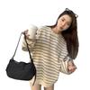 Han thin version striped sweater women's autumn new thin learning loose and versatile show casual round neck season tops tide
