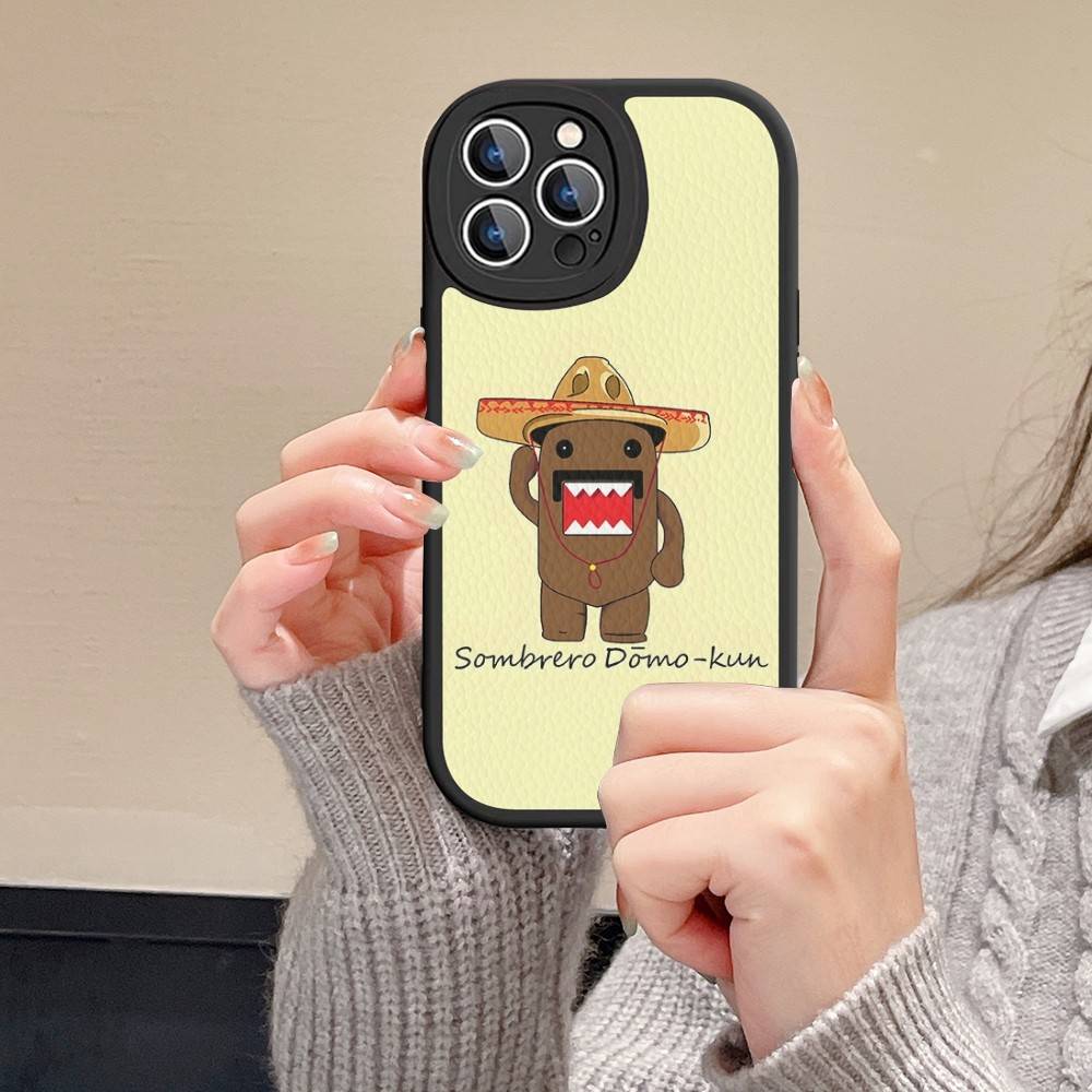 Cute Domo-Kun Phone Case For IPhone 16 15 14 13 12 11 Pro Max Plus Leather Shockproof Cover