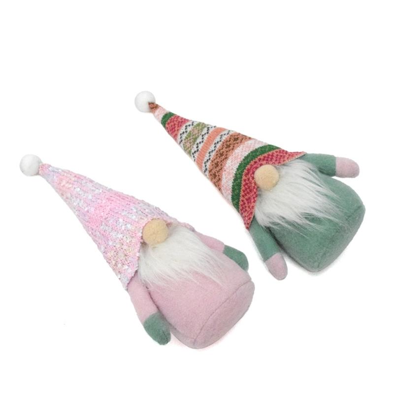 Set of 2 Christmas Ethnic Gnomes Dolls Decors Handmade Scandinavian Tomte Figures Ornaments for Home and Party Display