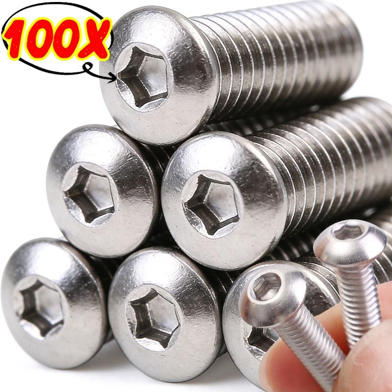 100/10x Inner Triangle Round Head Machine Tooth Screw Fastening Mechanical Thread Mushroom Head Screws Hexagon Socket Button