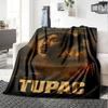 1pc 2PacHip Hop Blanket Soft Lightweight All Season Multi Purpose Throw for Sofa, Bed, Office & Picnics, French Style with Iconic Album Art & Quotes