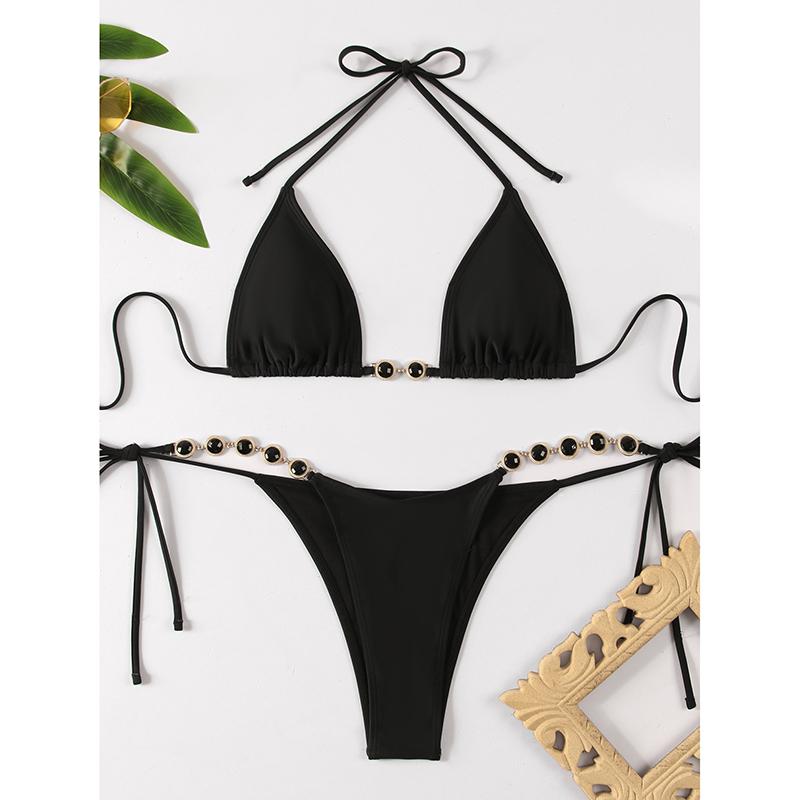Sexy Micro Bikini Black Swimwear Bandage Woman Swimsuit Female Thong Bikinis Set 2 Piece Women Bathing Suit Beachwear