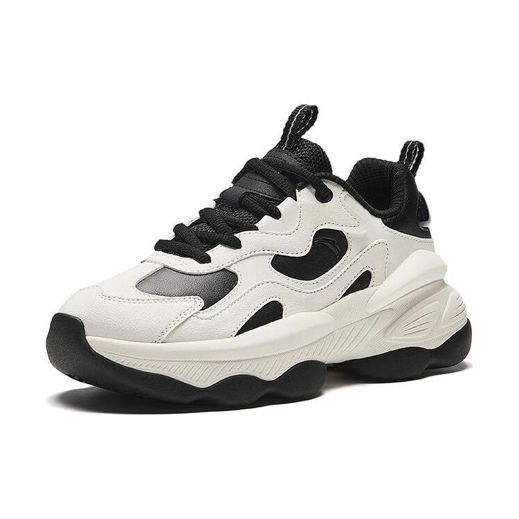 Anta Nut Shoes Cushioning, Wear Resistant Low top Chunky Sneakers Women's Black White 122418885-8