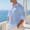 Europäisches Herren Atmungsaktives Baumwoll-Leinen Langarm Poloshirt