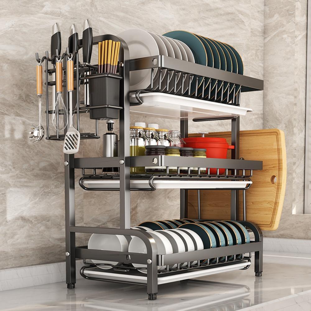 Kitchen Bowl Rack Household MultiLayer Tableware Racks Multifunctional Rust-Proof Simple Drainer Shelf Chopsticks Drying Shelves