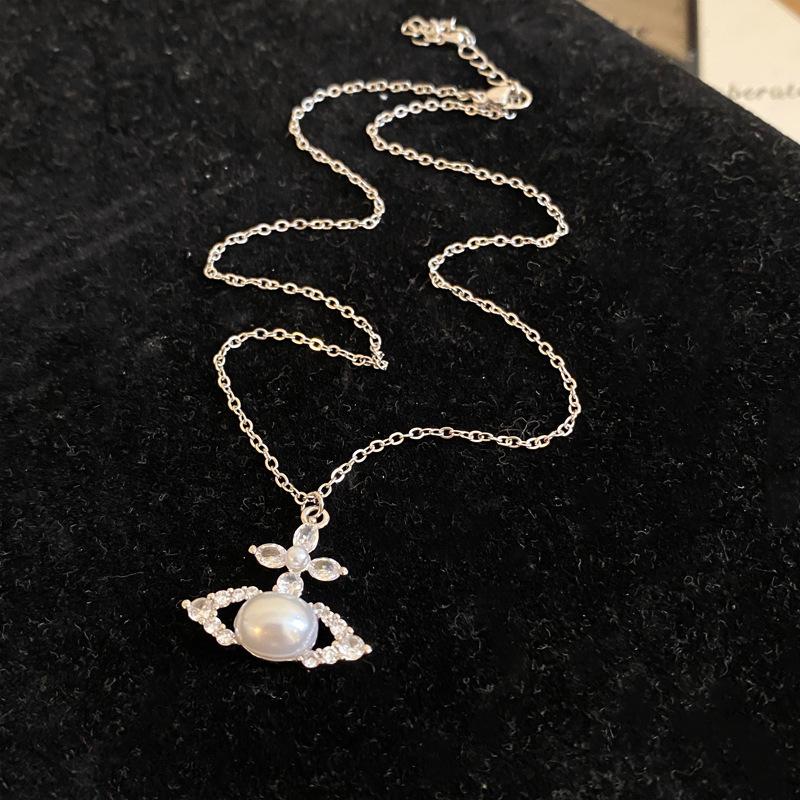 Diamant Saturn Anhänger Perlenkette - Herbst/Winter Luxus Schlüsselbein Kette: Exquisite, vielseitige Accessoires.