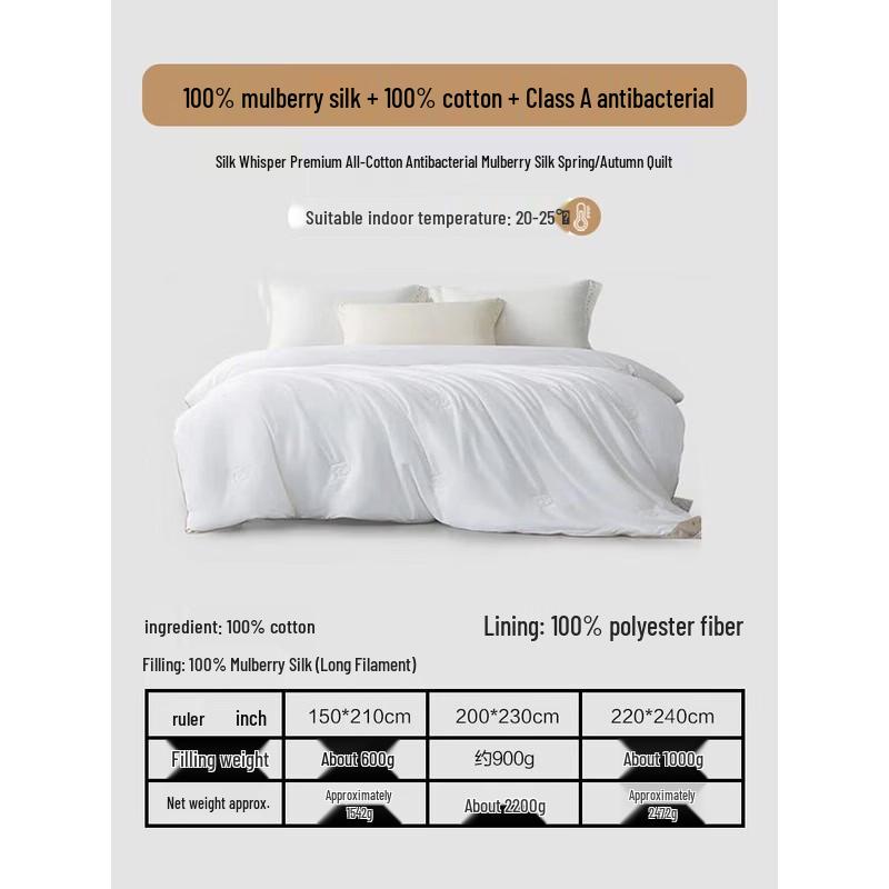 Mercury Home Textiles Silk Whisper 100% Mulberry Silk Quilt