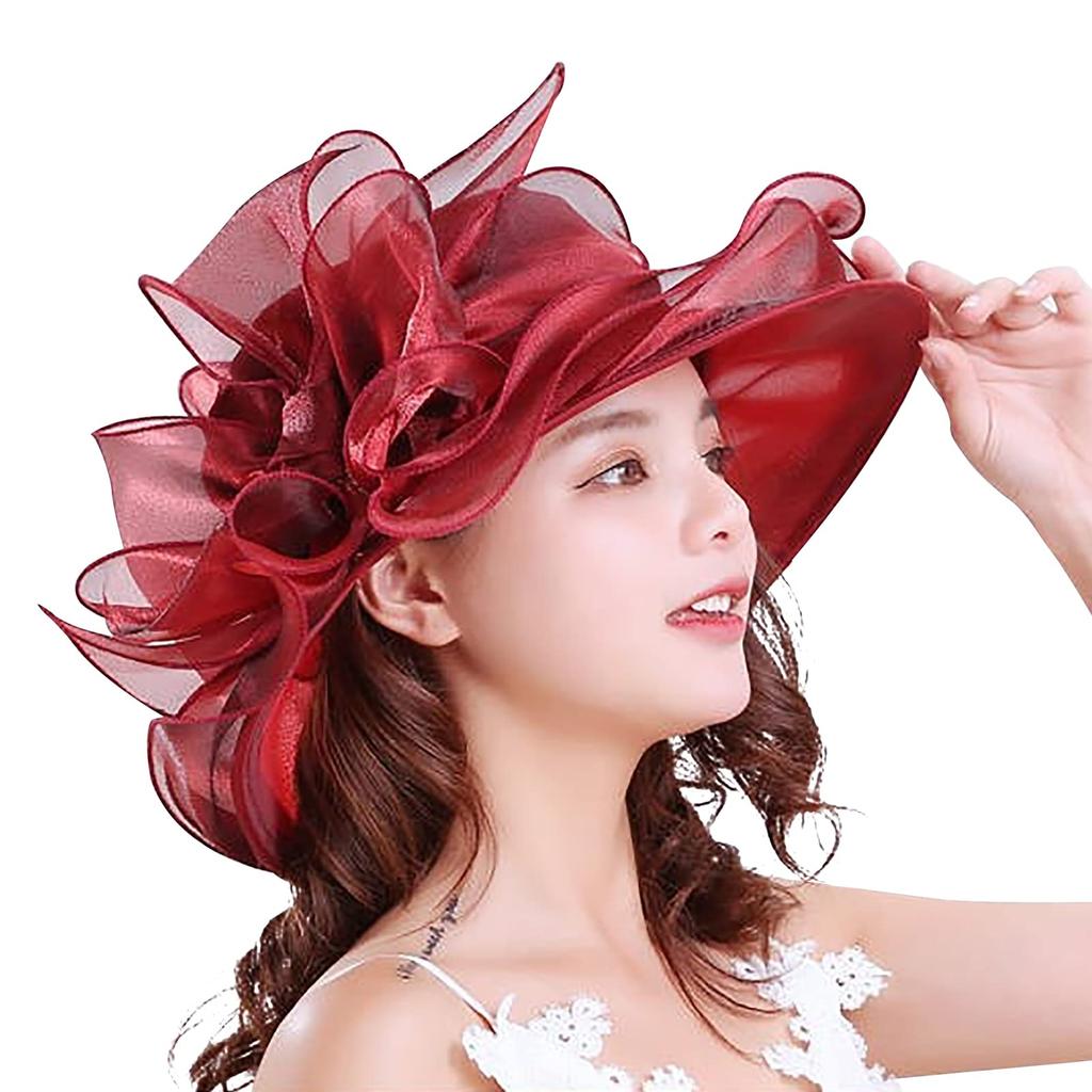Organza Actress Summer UV Protection Flower Wide Slimming Beach Birthday Present [IPENNYE] Women's Hat, Hat, Headpiece, Hat, Hat, Brim, Cap, Effect,