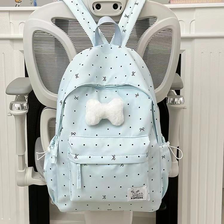 Schoolbag cute schoolbag small fresh bag girl heart polka dot bow backpack versatile high value flash student backpack