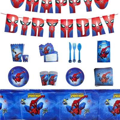 Spider-Man Birthday Party Supplies Disposable Tableware Paper Plate Paper Cup Paper Tissue Boy Decoration Cartoon Eco-Friendly Material