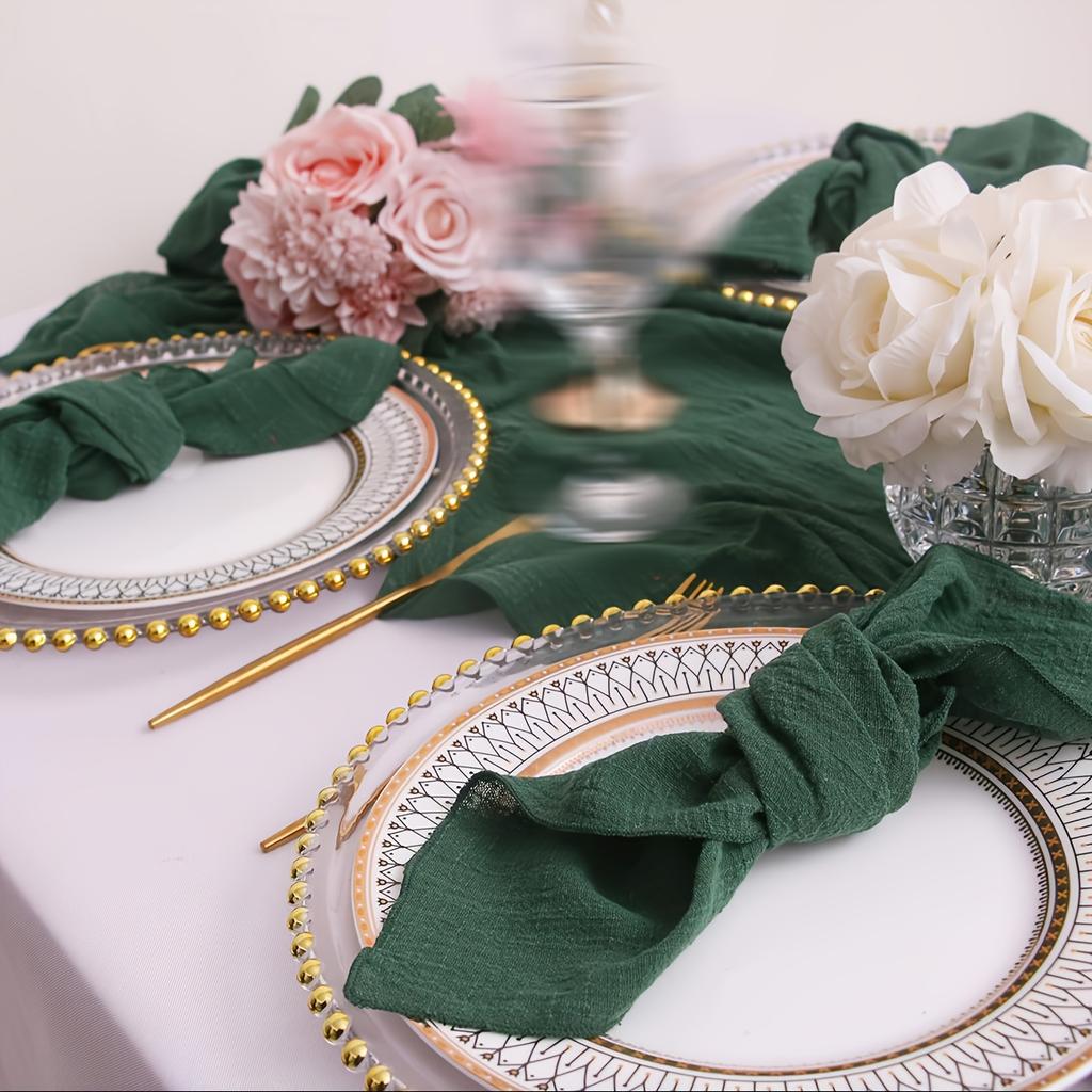 6 Stück einfarbige Servietten im Bohème-Stil, einfache und rustikale quadratische Stoffservietten, Tischdekoration