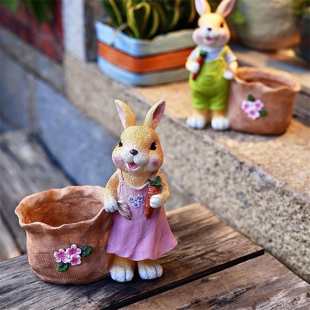 Funny Easter Planter W/Carrot Reus Cartoon Spring Flower Pot Multi-Purpose Animal Succulents Holder for Home Festival Decoration