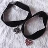 Gothic Black Velvet Choker with Heart and Spade Baroque Pattern