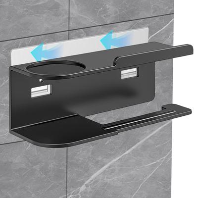 Toilet Paper Holder Wall Mounted Paper Towel Stand Punch-Free Metal Paper Holder Rack Multifunctional for Bathroom Washroom