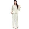 Ice silk pajamas women's spring and autumn new long-sleeved trousers two-piece set of national style casual cardigan loungewear