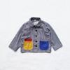 ANKRT Girls' Striped Loose Denim Jacket and Boys' Color-Block Coat