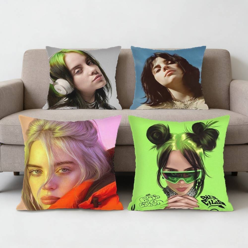 Billie Eilish Blue Pillow Case Sofa Living Room Bedroom Headboard Backrest Cushion Square Cushion Nap Time