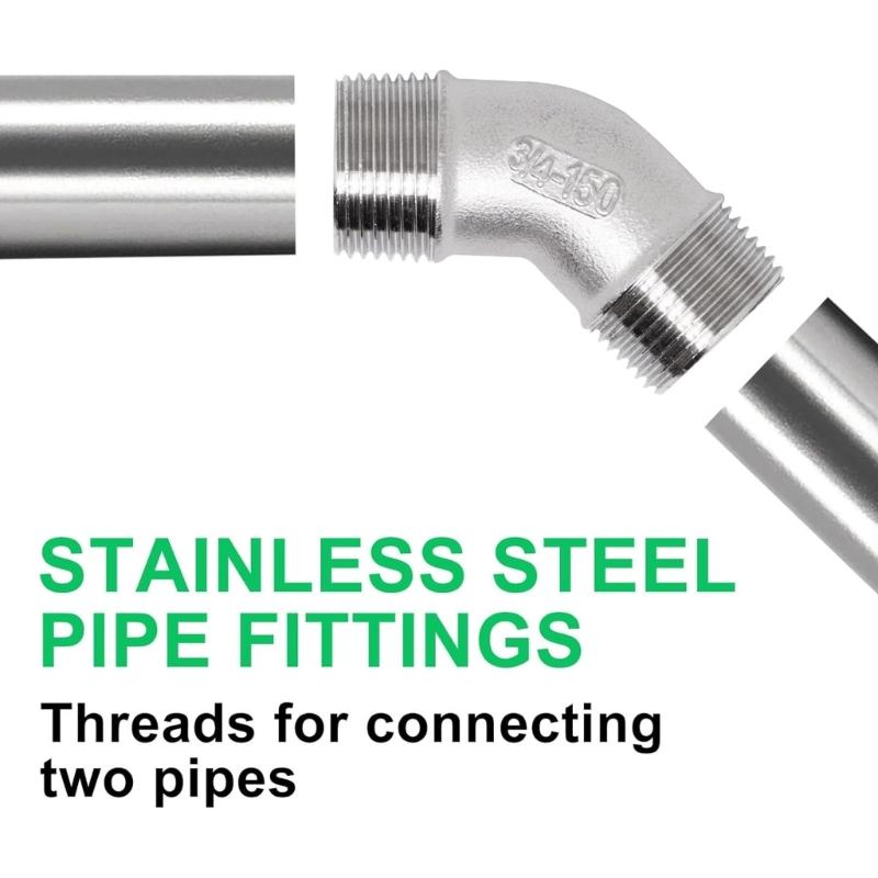Pair Of 45 Degree Elbows Steel Rustproof Pipe Couplers Temperature Resistant Pipe Elbow Upgrades For Gas Water Systems