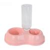 Automatic Pet Water Bottle With Dual Bowl Design Portable Dog Cat Feeding Dispenser With Measuring Cup KTY