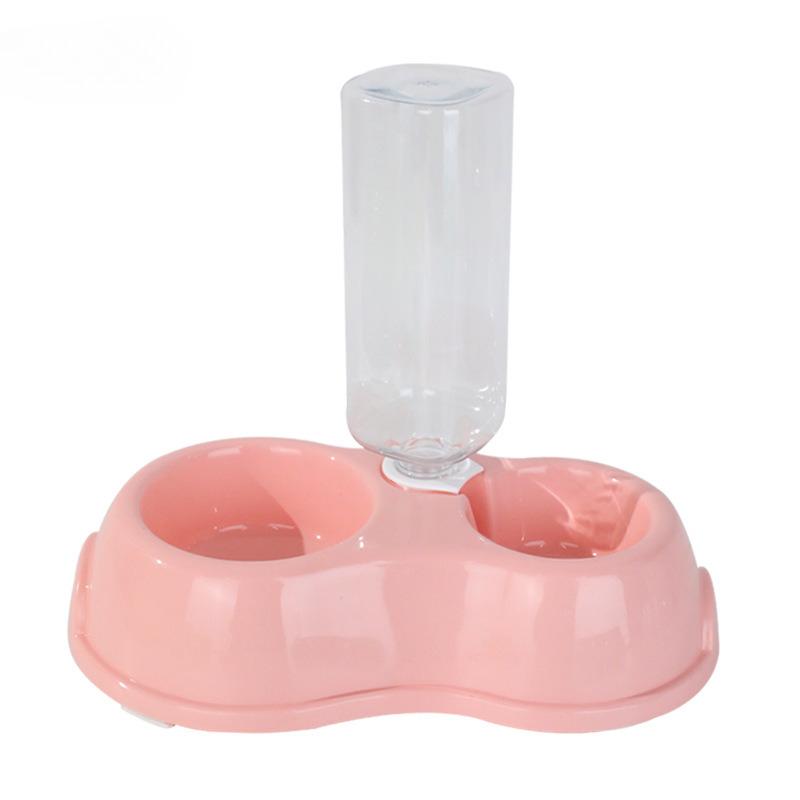 

Automatic Pet Water Bottle With Dual Bowl Design Portable Dog Cat Feeding Dispenser With Measuring Cup