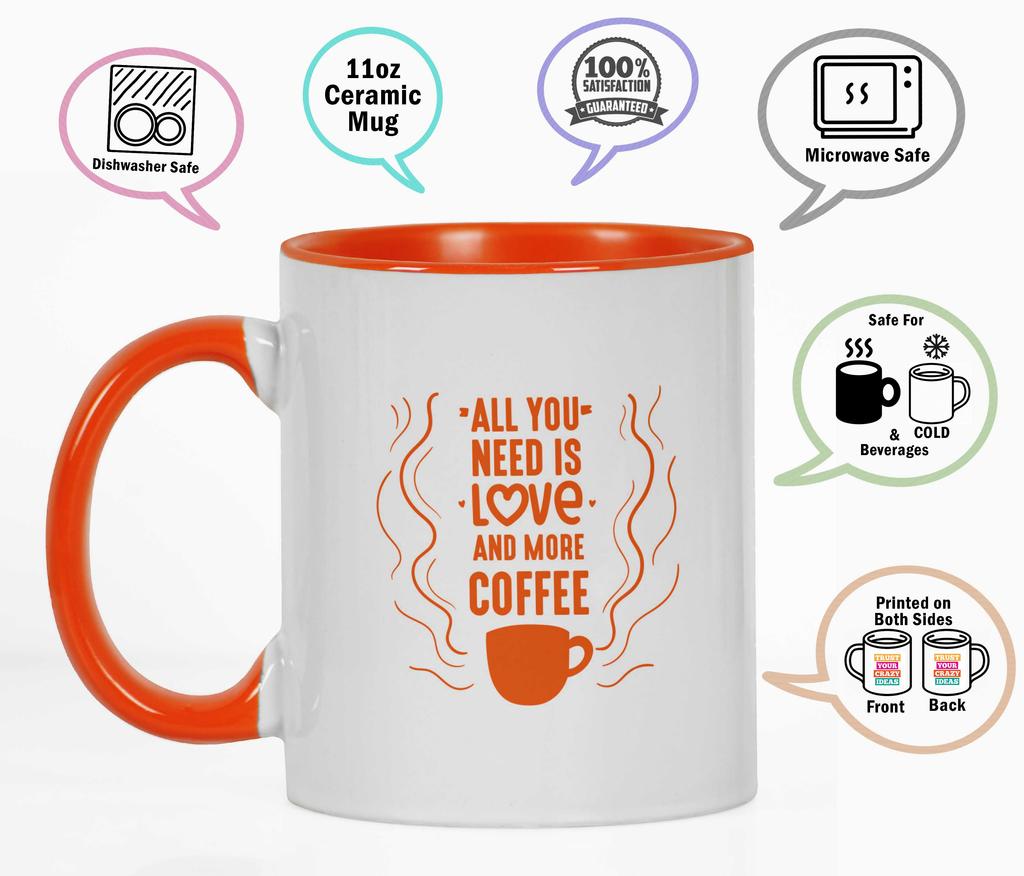 Inkdotpot All You Need Is Love and More Coffee 11 Oz Coffee Mugs Funny Novelty Great for Bride Groom Engagement Gift Bachelor and Bachelorette