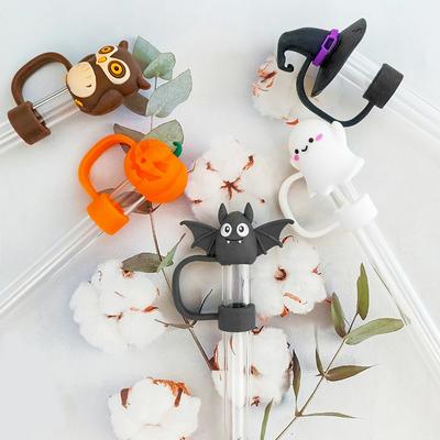 Halloween Straw Cover Cap For Cup Silicone Straw Topper For 10Mm Straw Dust-Proof Reusable Straw Tips For Tumbler