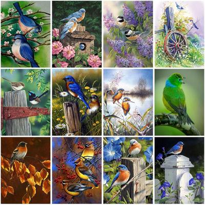 Peinture de diamant d'oiseaux 5D à faire soi-même, perceuse complète, Animal rond, broderie, point de croix, Kits, cadeau, mosaïque, Art mural, décoration de maison