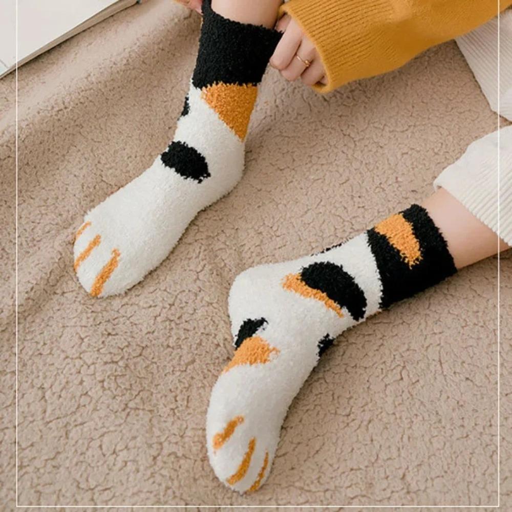 Middle Tube Coral Velvet Socks Thickened Sleep Socks  for Female Stay in the house