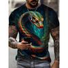 Summer Fashionable Snake 3D Print Comfortable Loose Short Sleeves T-shirt Loose Oversized Breathable Versatile Leisure Men T-shirt