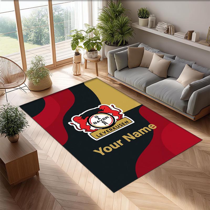 Bayer Leverkusen Fußball Gedruckter Kristall-Samt-Teppich Rutschfester Kristall-Samt-Teppich Für Sofa Schlafzimmer Innenbereich Heimdekoration