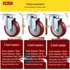 Medium Jujube Red Polyurethane Swivel Casters - 3", 4", 5" Anti-Winding, Wear-Resistant PU Rubber Wheels for Hand Carts.
