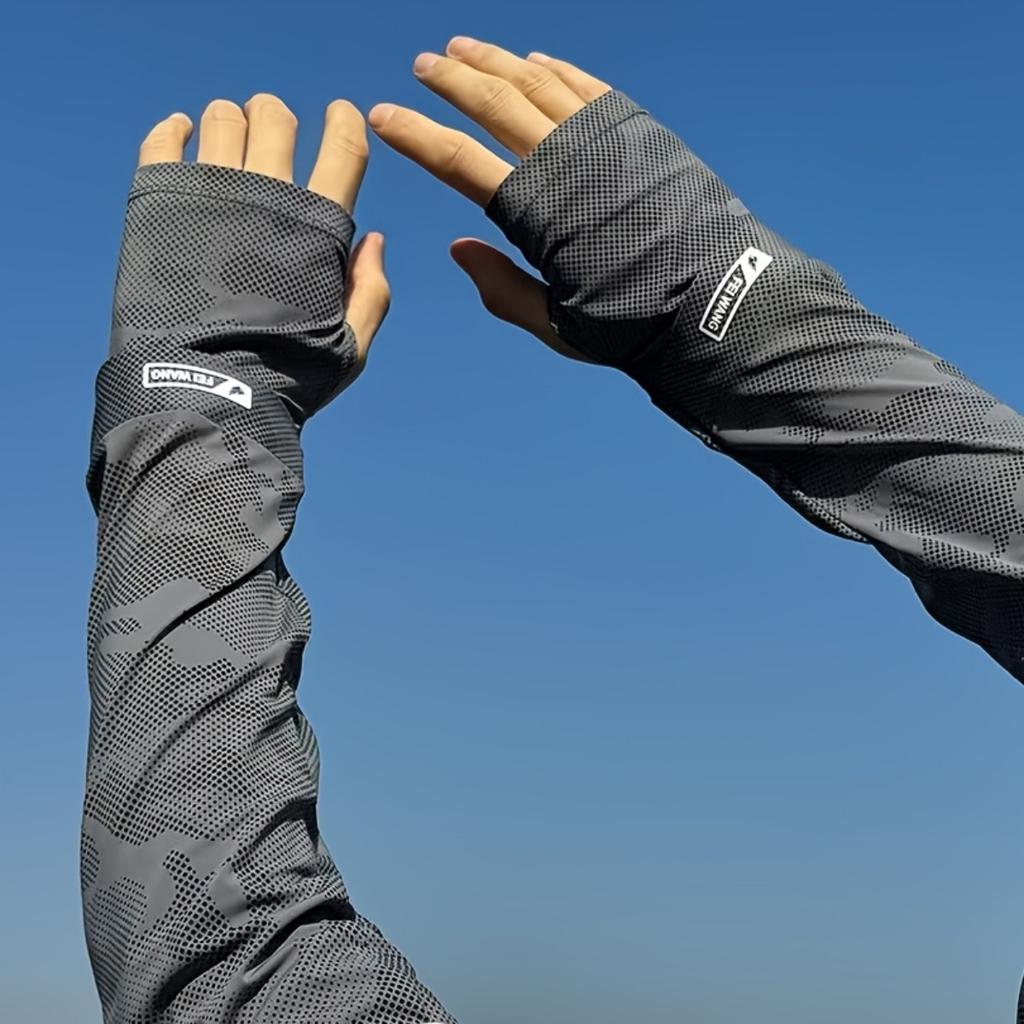 2-Piece Set (1 Left-Handed + 1 Right-Handed) Loose-Fit Sun Protection Arm Sleeves for Men and Women, Summer Ice Silk