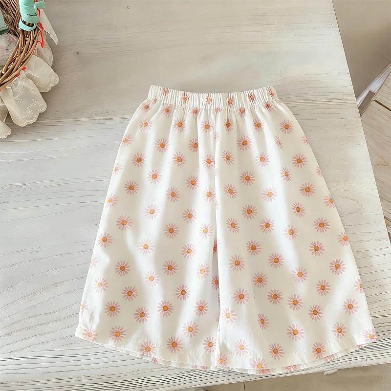 Girls' Summer Sports Sleeveless Top & Wide-Leg Pants Two-Piece Set